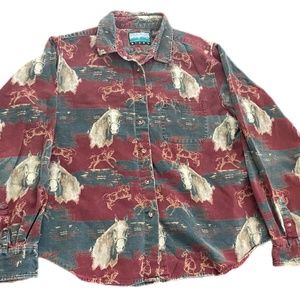 90s women’s horse  long sleeve button down
